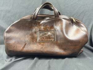 vintage full-grain Italian leather duffel bag